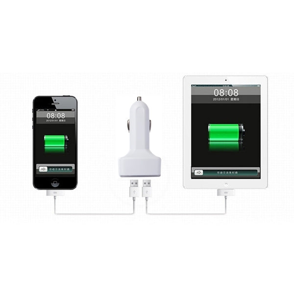 4 in 1 5V 3.1A Dual Ports Car Charger with Voltage, Temperature and Current Display(White) - Car Charger by PMC Jewellery | Online Shopping South Africa | PMC Jewellery