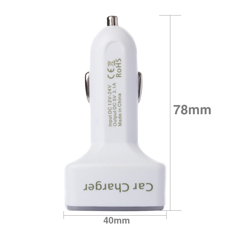 4 in 1 5V 3.1A Dual Ports Car Charger with Voltage, Temperature and Current Display(White) - Car Charger by PMC Jewellery | Online Shopping South Africa | PMC Jewellery