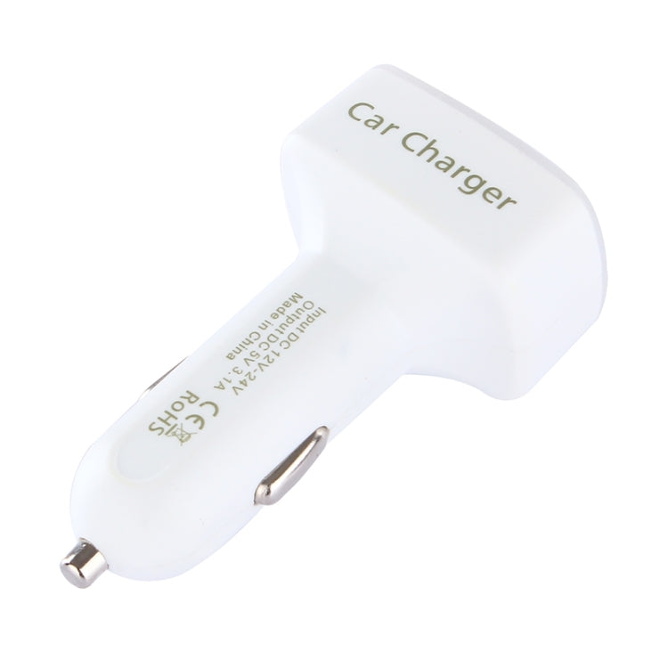 4 in 1 5V 3.1A Dual Ports Car Charger with Voltage, Temperature and Current Display(White) - Car Charger by PMC Jewellery | Online Shopping South Africa | PMC Jewellery