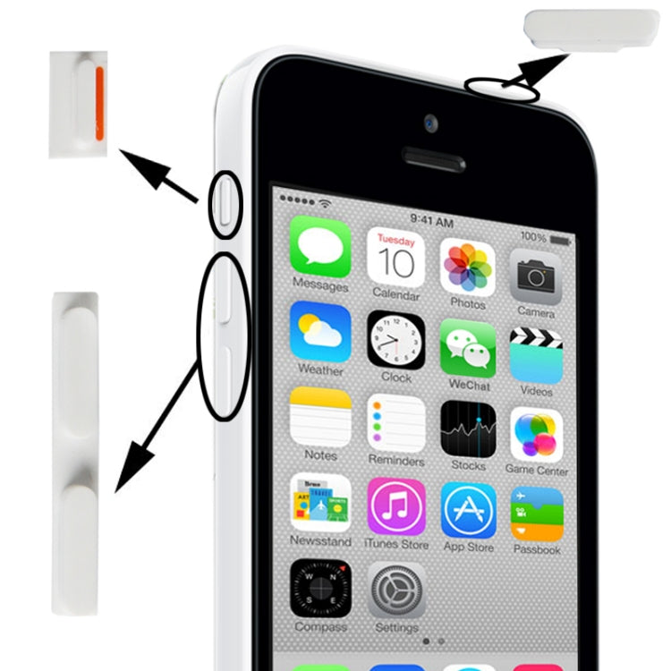 3 in 1 Mute Button + Power Button + Volume Button for iPhone 5C(White) - iPhone 5 Parts by PMC TechLife | Online Shopping South Africa | PMC TechLife