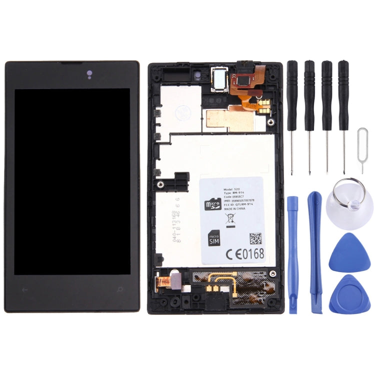 LCD Display + Touch Panel with Frame  for Nokia Lumia 520(Black) - LCD Screen by PMC Jewellery | Online Shopping South Africa | PMC Jewellery