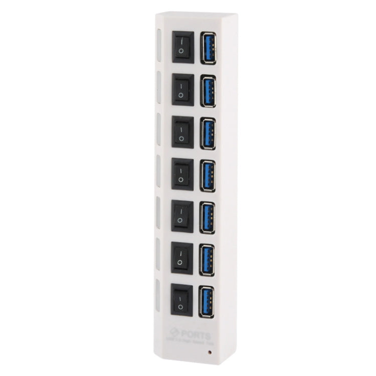 7 Ports USB 3.0 HUB, Super Speed 5Gbps, Plug and Play, Support 1TB(White) - USB 3.0 HUB by PMC TechLife | Online Shopping South Africa | PMC TechLife | Buy Now Pay Later Mobicred
