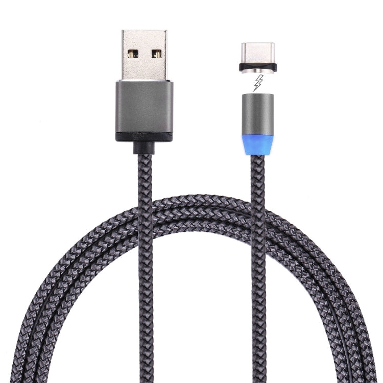 360 Degree Rotation 1m Weave Style USB-C / Type-C to USB 2.0 Strong Magnetic Charger Cable with LED Indicator(Grey) - Charging Cable & Head by PMC Jewellery | Online Shopping South Africa | PMC Jewellery