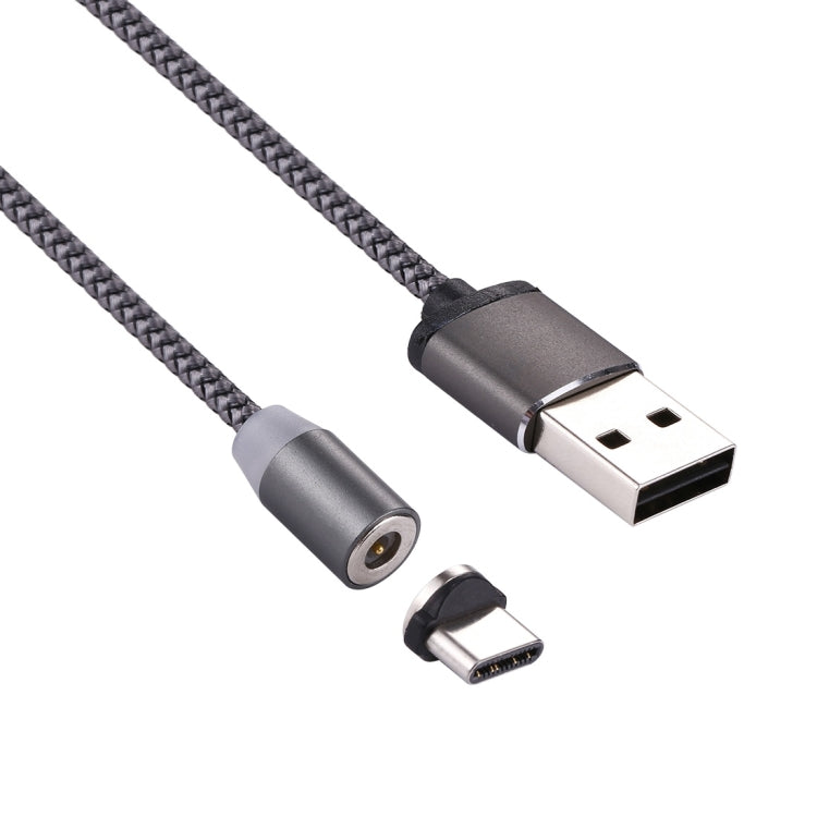 360 Degree Rotation 1m Weave Style USB-C / Type-C to USB 2.0 Strong Magnetic Charger Cable with LED Indicator(Grey) - Charging Cable & Head by PMC Jewellery | Online Shopping South Africa | PMC Jewellery