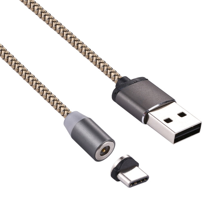 360 Degree Rotation 1m Weave Style USB-C / Type-C to USB 2.0 Strong Magnetic Charger Cable with LED Indicator(Gold) - Charging Cable & Head by PMC Jewellery | Online Shopping South Africa | PMC Jewellery