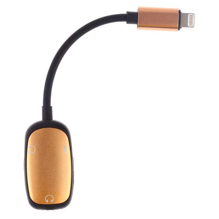 8 Pin to 8 Pin Charging Interface + 8 Pin Earphone Interface + 3.5mm Audio Interface Earphone Adapter(Gold) - Earphone Adapter by PMC TechLife | Online Shopping South Africa | PMC TechLife