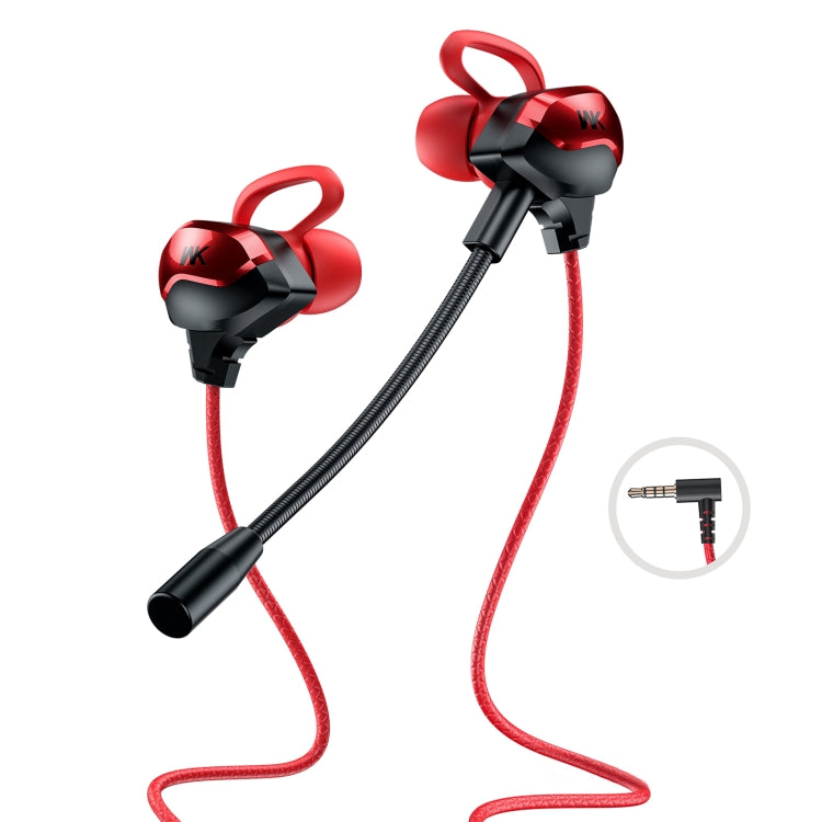 WK ET-Y30 ET Series 3.5mm Elbow In-ear Wired Wire-control Gaming Earphone with Microphone (Red) - Normal Style Earphone by WK | Online Shopping South Africa | PMC Jewellery