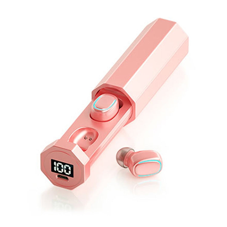 C1 Bluetooth 5.0 TWS Touch Polygonal Digital Display True Wireless Bluetooth Earphone with Charging Box(Pink) - TWS Earphone by PMC TechLife | Online Shopping South Africa | PMC TechLife