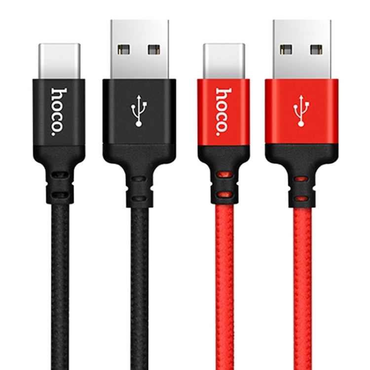 hoco X14 1m Nylon Braided Aluminium Alloy USB-C / Type-C to USB Data Sync Charging Cable(Red) - USB-C & Type-C Cable by hoco | Online Shopping South Africa | PMC Jewellery