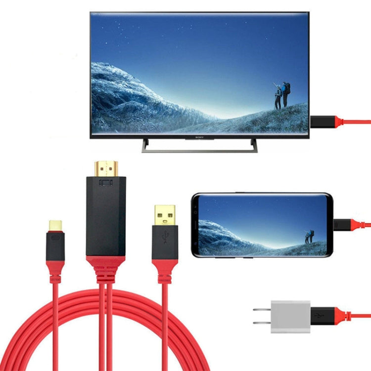 2 in 1 USB-C / Type-C + USB Power Supply Interface to 4K x 2K Ultra HD HDMI Video Cable, Length: 2m - Cable & Adapters by PMC Jewellery | Online Shopping South Africa | PMC Jewellery