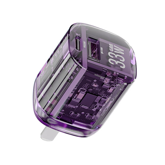 WEKOME WP-U115 33W USB+Type Dual Port GaN Fast Charger, Specification:CN Plug(Purple) - USB Charger by WK | Online Shopping South Africa | PMC Jewellery | Buy Now Pay Later Mobicred