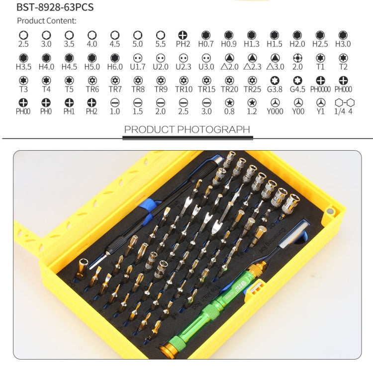 BEST BST-8928 Screwdriver Magnetic Bit Driver Kit 63 in 1 Professional Screwdrivers Set - free shipping - PMC TechLife - Order now!
