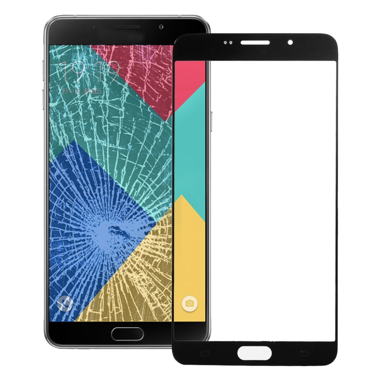 For Galaxy A9 (2016) / A900 Front Screen Outer Glass Lens (Black) - Outer Glass Lens by PMC Jewellery | Online Shopping South Africa | PMC Jewellery