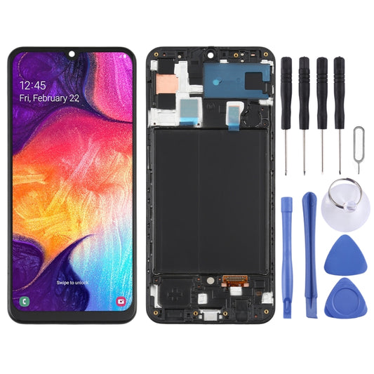 Original Super AMOLED LCD Screen  for Galaxy A50 Digitizer Full Assembly with Frame(Black) - LCD Screen by PMC Jewellery | Online Shopping South Africa | PMC Jewellery