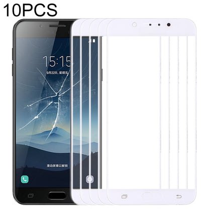 For Samsung Galaxy C8 / C7100, C7(2017) / J7+, C710F/DS 10pcs Front Screen Outer Glass Lens (White) - Outer Glass Lens by PMC Jewellery | Online Shopping South Africa | PMC Jewellery