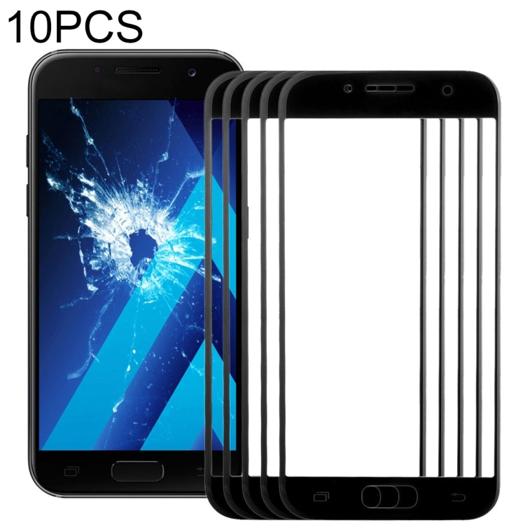 For Samsung Galaxy A7 (2017) / A720 10pcs Front Screen Outer Glass Lens (Black) - Outer Glass Lens by PMC Jewellery | Online Shopping South Africa | PMC Jewellery