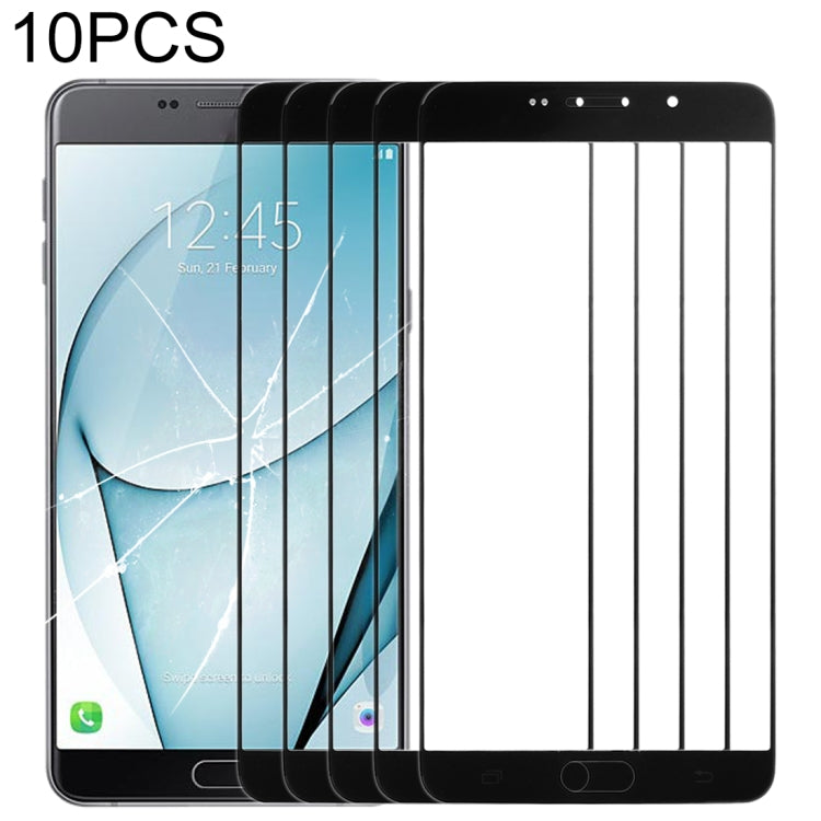 For Samsung Galaxy A9 (2016) / A900 10pcs Front Screen Outer Glass Lens (Black) - Outer Glass Lens by PMC Jewellery | Online Shopping South Africa | PMC Jewellery