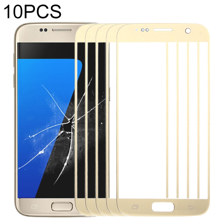 For Samsung Galaxy S7 / G930 10pcs Front Screen Outer Glass Lens (Gold) - Outer Glass Lens by PMC Jewellery | Online Shopping South Africa | PMC Jewellery