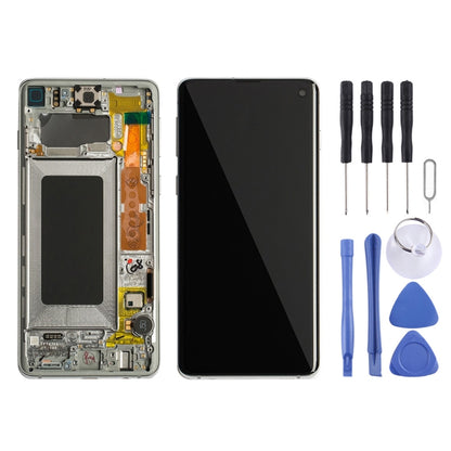 Original Super AMOLED LCD Screen for Galaxy S10 4G Digitizer Full Assembly with Frame (White) - LCD Screen by PMC Jewellery | Online Shopping South Africa | PMC Jewellery