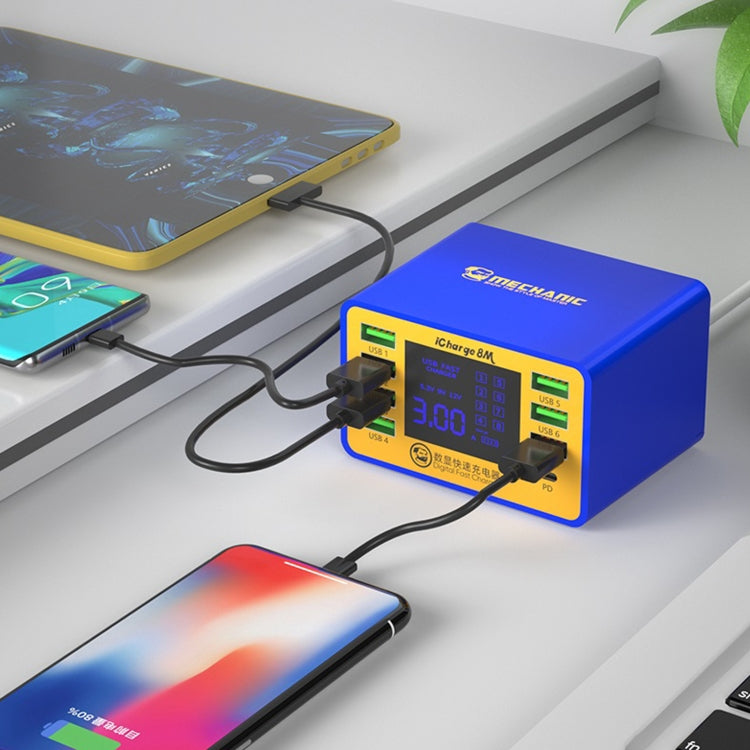 Mechanic icharge 8M QC 3.0 USB Smart Charger Support Fastcharging With LCD, EU Plug - free shipping - PMC TechLife - Order now!