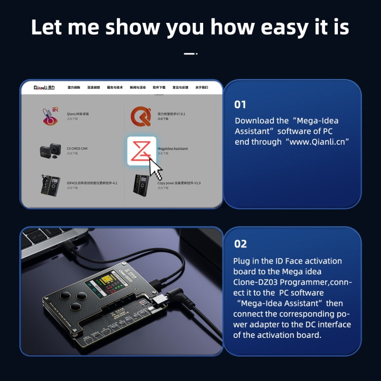 MEGA-IDEA Clone DZ03 Battery Activation & Face ID Dot Matrix Programmer for iPhone 8-14 Pro Max, Plug: US - Repair Programmer by PMC Jewellery | Online Shopping South Africa | PMC Jewellery