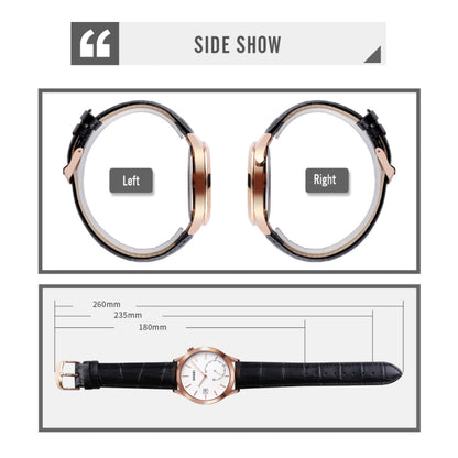 SKMEI 1581 Creative Fashion Men Watch Simple Casual Outdoor Sports Waterproof Two-Pin Quartz Watch(Rose Gold Black) - Leather Strap Watches by SKMEI | Online Shopping South Africa | PMC Jewellery | Buy Now Pay Later Mobicred