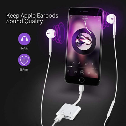 ZS-S1802 2 in 1 8 Pin Male to 8 Pin Charging + 8 Pin Audio Female Connector Earphone Adapter, Support Calls & Wire Control, Compatible with All IOS System - Earphone Adapter by PMC Jewellery | Online Shopping South Africa | PMC Jewellery