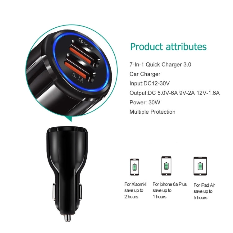 Qc3.0 Dual USB 6A Vehicle Fast Charger / Mobile Phone Tablet Fast Charging(Black) - Car Charger by PMC Jewellery | Online Shopping South Africa | PMC Jewellery