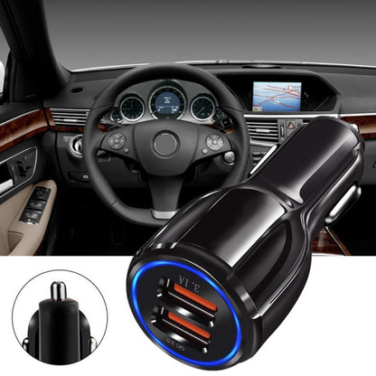 Qc3.0 Dual USB Car Charger + 8 Pin Fast Charging Line Car Charging Kit(Black) - Car Charger by PMC Jewellery | Online Shopping South Africa | PMC Jewellery