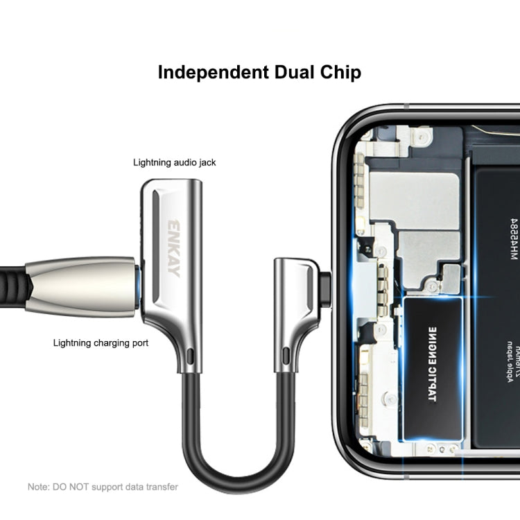 ENKAY ENK-AT102 8 Pin to 8 Pin Charging + 8 Pin Audio Interfaces Charging and Listening to Songs Zinc Alloy Adapter Converter(Silver) - Cable & Splitter by ENKAY | Online Shopping South Africa | PMC TechLife | Buy Now Pay Later Mobicred