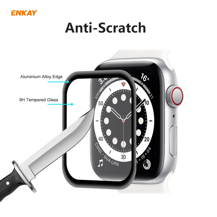 For Apple Watch 6/5/4/SE 44mm 5PCS ENKAY Hat-Prince 0.2mm 9H Surface Hardness 3D Explosion-proof Aluminum Alloy Edge Full Screen Tempered Glass Screen Film - Watch Cases by ENKAY | Online Shopping South Africa | PMC Jewellery | Buy Now Pay Later Mobicred