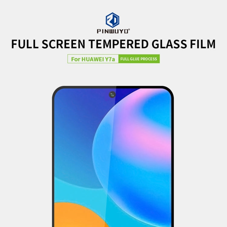 For Huawei Y7a PINWUYO 9H 2.5D Full Screen Tempered Glass Film(Black) -  by PINWUYO | Online Shopping South Africa | PMC Jewellery | Buy Now Pay Later Mobicred