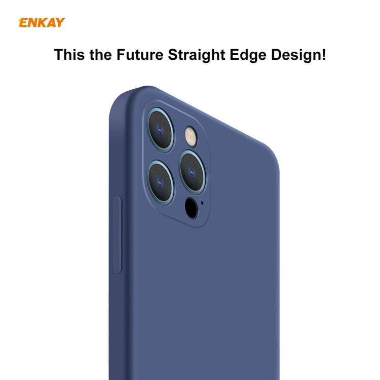 For iPhone 12 Pro Hat-Prince ENKAY ENK-PC069 Liquid Silicone Straight Edge Shockproof Protective Case(Navy Blue) - iPhone 12 / 12 Pro Cases by ENKAY | Online Shopping South Africa | PMC Jewellery | Buy Now Pay Later Mobicred