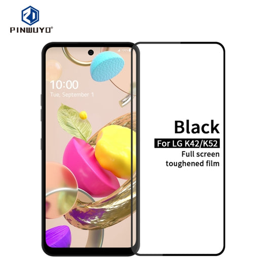 For LG K42 / K52 PINWUYO 9H 2.5D Full Screen Tempered Glass Film(Black) - LG Tempered Glass by PINWUYO | Online Shopping South Africa | PMC Jewellery | Buy Now Pay Later Mobicred