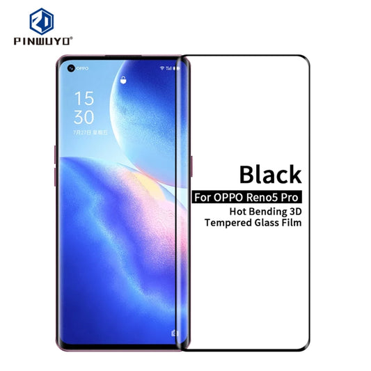 For OPPO Reno5 Pro PINWUYO 9H 3D Hot Bending Tempered Glass Film(Black) - OPPO Tempered Glass by PINWUYO | Online Shopping South Africa | PMC Jewellery | Buy Now Pay Later Mobicred