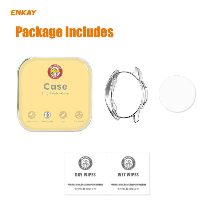 For Samsung Galaxy Watch 3 41mm 2 in 1 ENKAY Hat-Prince Electroplate Soft TPU Case + 0.2mm 9H 2.15D Curved Edge Tempered Glass Film(Silver) - Watch Cases by ENKAY | Online Shopping South Africa | PMC Jewellery | Buy Now Pay Later Mobicred