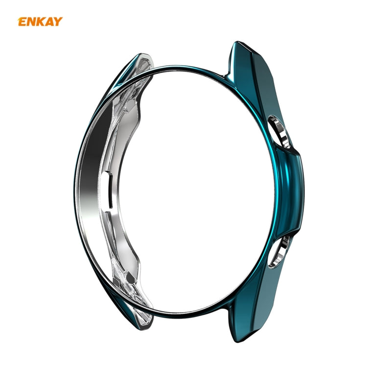 For Samsung Galaxy Watch 3 45mm 2 in 1 ENKAY Hat-Prince Electroplate Soft TPU Case + 0.2mm 9H 2.15D Curved Edge Tempered Glass Film(Cyan) - Watch Cases by ENKAY | Online Shopping South Africa | PMC Jewellery | Buy Now Pay Later Mobicred