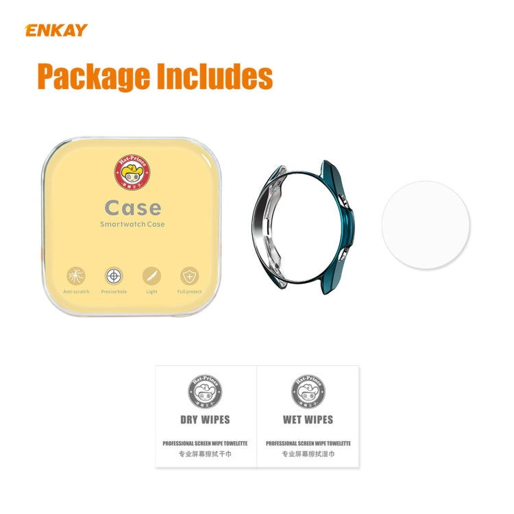 For Samsung Galaxy Watch 3 45mm 2 in 1 ENKAY Hat-Prince Electroplate Soft TPU Case + 0.2mm 9H 2.15D Curved Edge Tempered Glass Film(Cyan) - Watch Cases by ENKAY | Online Shopping South Africa | PMC Jewellery | Buy Now Pay Later Mobicred