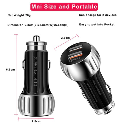 YSY-310QC18W QC3.0 Dual Port USB Car Charger for Apple / Huawei / Samsung / Xiaomi(Black) - Car Charger by PMC Jewellery | Online Shopping South Africa | PMC Jewellery
