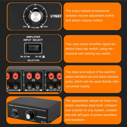 B051 2 Input And 1 Output Power Amplifier And Speaker Selection Switcher Output With Volume Adjustment 2 Power Amplifiers Audio Switcher Switch Distribution Comparator -  by PMC Jewellery | Online Shopping South Africa | PMC Jewellery