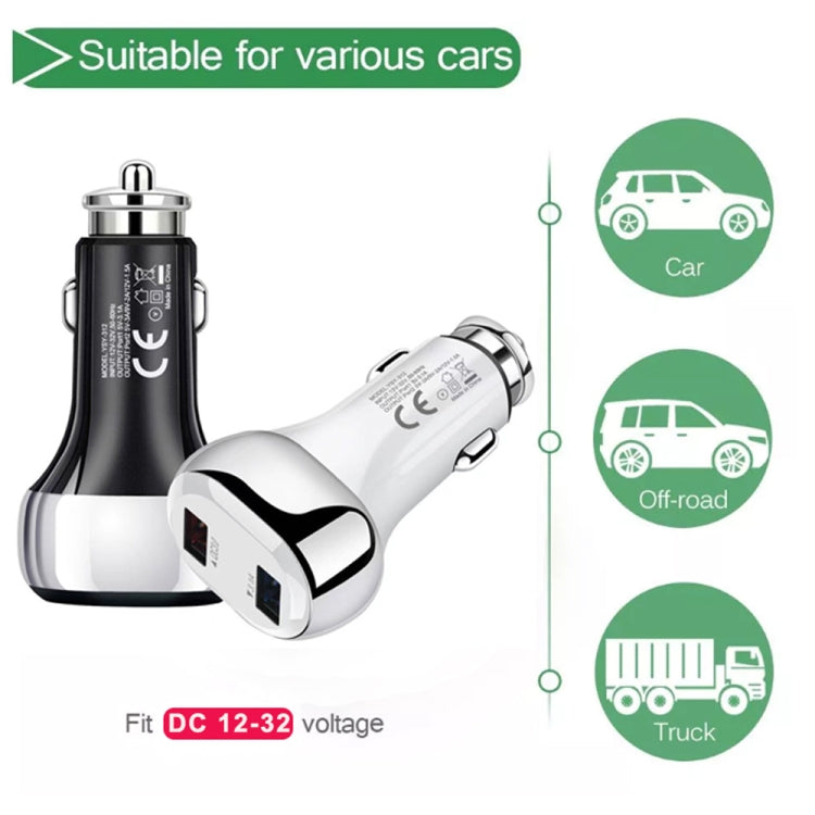 YSY-312 2 in 1 18W Portable QC3.0 Dual USB Car Charger + 1m 3A USB to USB-C / Type-C Data Cable Set(White) - Car Charger by PMC Jewellery | Online Shopping South Africa | PMC Jewellery