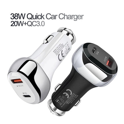 YSY-312PD PD 20W USB-C / Type-C + QC3.0 18W USB Interface 38W High-power Car Charger(Black) - Car Charger by PMC Jewellery | Online Shopping South Africa | PMC Jewellery