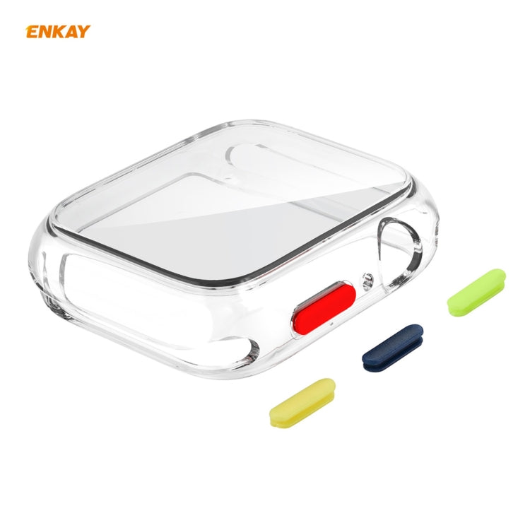 ENKAY Hat-prince Full Coverage TPU Case + Tempered Glass Protector for Apple Watch Series 6 / 5 / 4 / SE 44mm(Transparent) - Watch Cases by ENKAY | Online Shopping South Africa | PMC TechLife | Buy Now Pay Later Mobicred