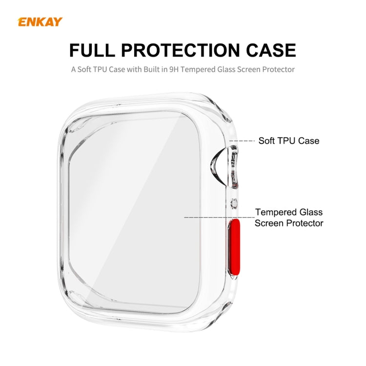 ENKAY Hat-prince Full Coverage TPU Case + Tempered Glass Protector for Apple Watch Series 6 / 5 / 4 / SE 44mm(Transparent) - Watch Cases by ENKAY | Online Shopping South Africa | PMC TechLife | Buy Now Pay Later Mobicred