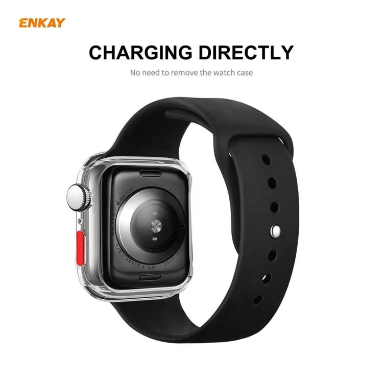 ENKAY Hat-prince Full Coverage TPU Case + Tempered Glass Protector for Apple Watch Series 6 / 5 / 4 / SE 44mm(Transparent) - Watch Cases by ENKAY | Online Shopping South Africa | PMC TechLife | Buy Now Pay Later Mobicred
