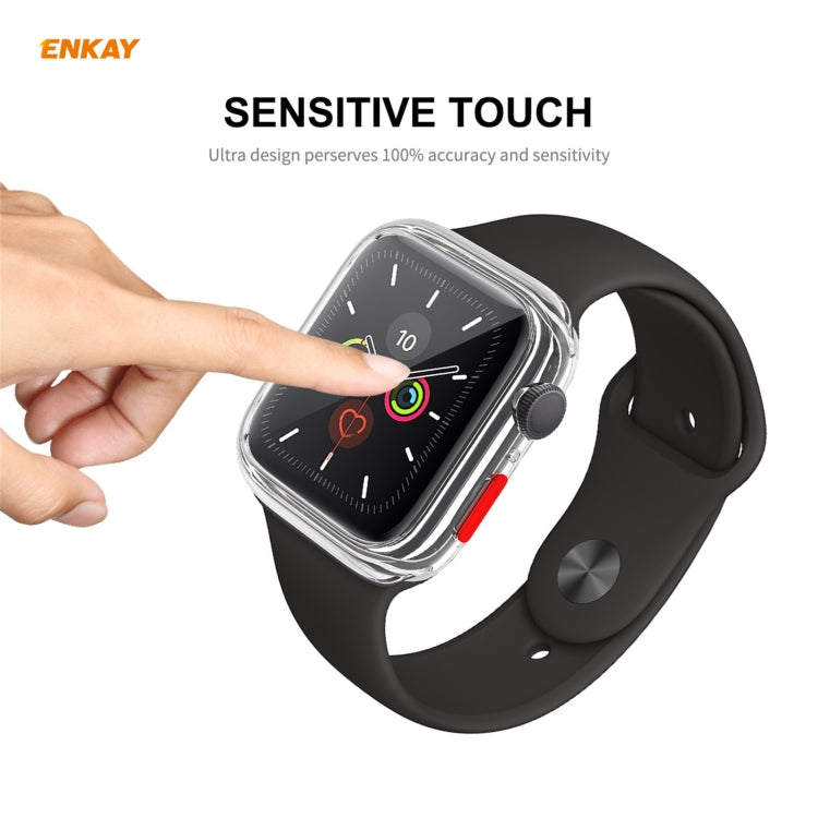 ENKAY Hat-prince Full Coverage TPU Case + Tempered Glass Protector for Apple Watch Series 6 / 5 / 4 / SE 44mm(Transparent) - Watch Cases by ENKAY | Online Shopping South Africa | PMC TechLife | Buy Now Pay Later Mobicred