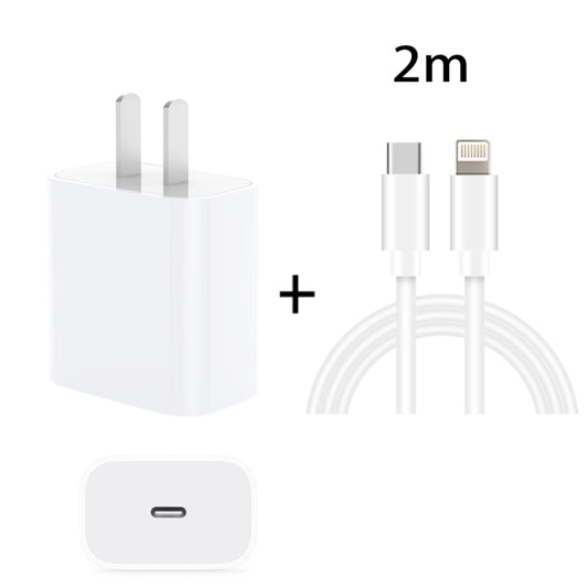 PD 20W Single USB-C / Type-C Port Travel Charger + 3A PD3.0 USB-C / Type-C to 8 Pin Fast Charge Data Cable Set, US Plug 2m - USB Charger by PMC Jewellery | Online Shopping South Africa | PMC Jewellery