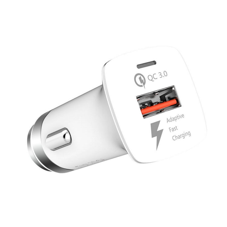 LZ-328 Safety Hammer Type QC3.0 USB  Fast Charging Car Charger(White) - Car Charger by PMC Jewellery | Online Shopping South Africa | PMC Jewellery
