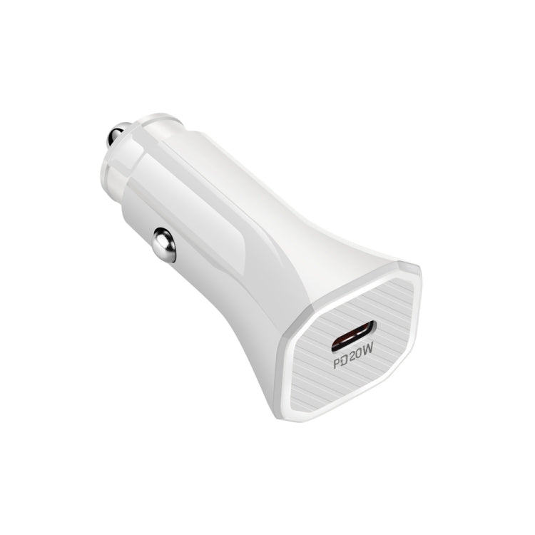 YS-2 PD 20W USB-C / Type-C Interface Car Fast Charger for iPhone Series / iPad Series(White) - Car Charger by PMC Jewellery | Online Shopping South Africa | PMC Jewellery