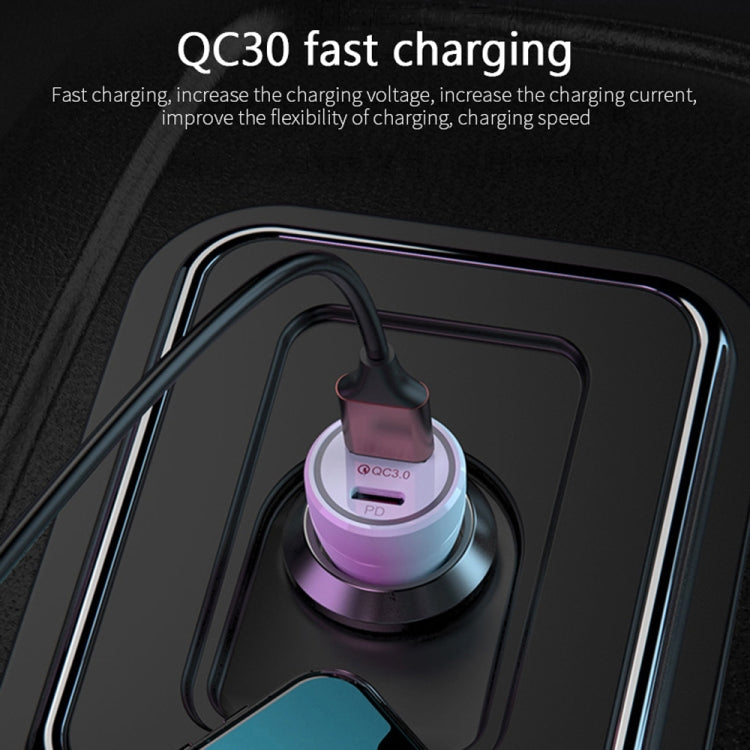 P21 Portable PD 20W + QC3.0 18W Dual Ports Fast Car Charger with USB to Micro USB Cable Kit(Black) - Car Charger by PMC Jewellery | Online Shopping South Africa | PMC Jewellery